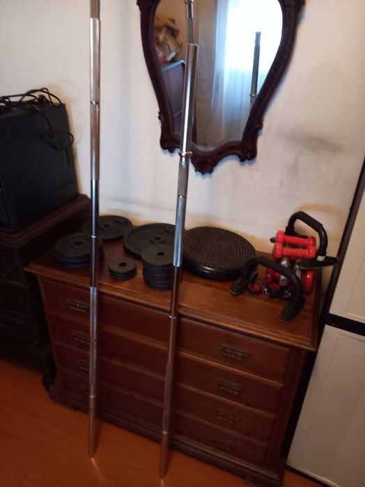 Barras de musculação 1.55m e 2m (28mm) + Almofada protetora