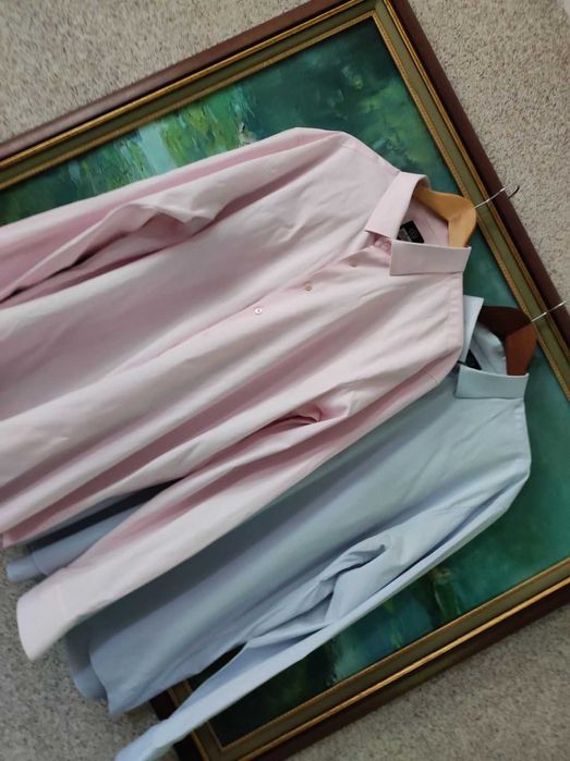 3XL dwie koszule satyna bawełna casual slim fit regular