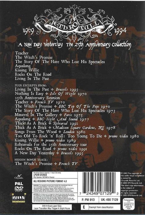 Jethro Tull - - - A New Day Yesterday - Concerto - - - - - DVD