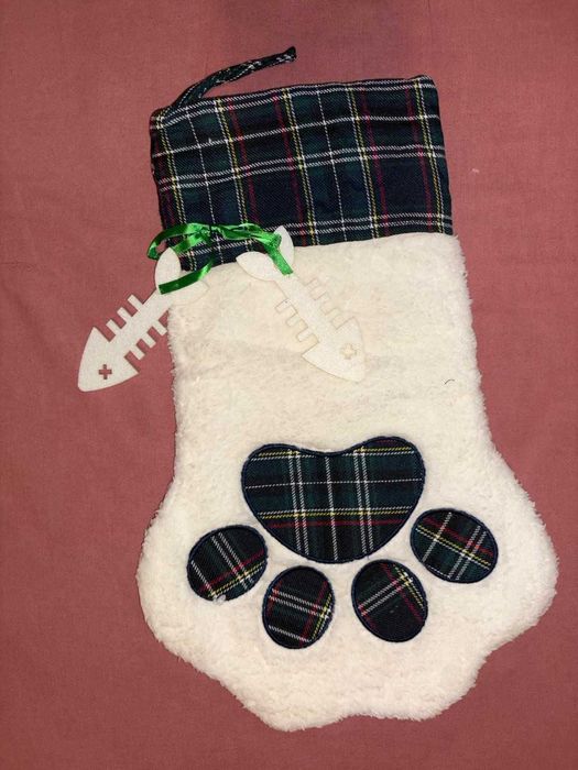 Meia de Natal – Design Personalizado com Pegada de Cão – 18 Polegadas