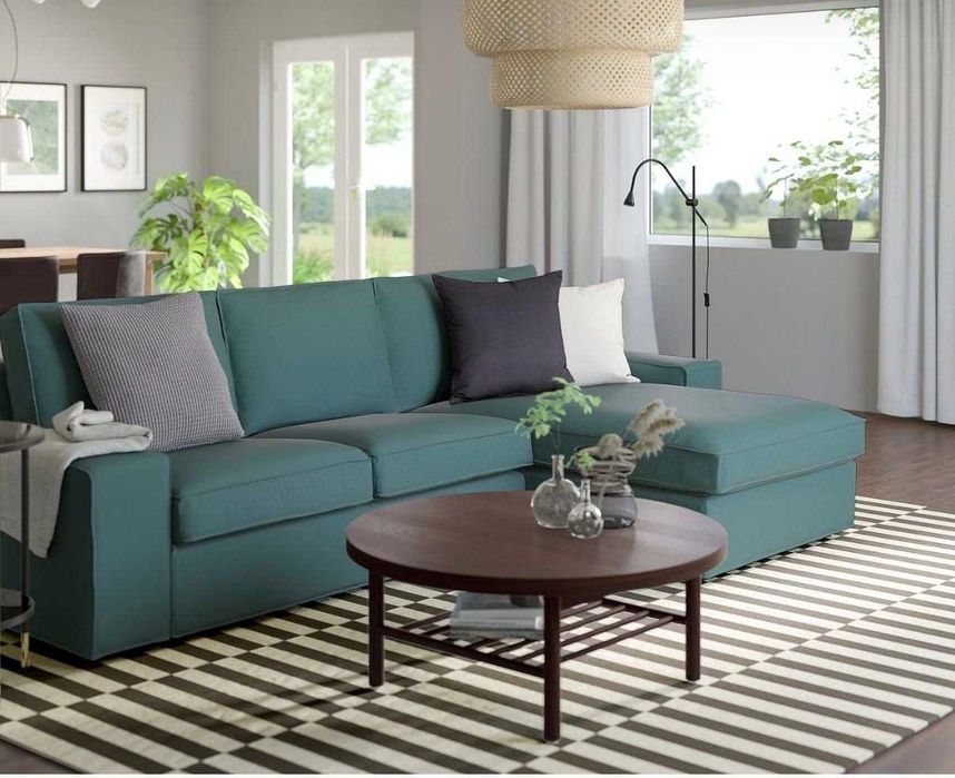 Sofá IKEA KIVIK com chaise longue, capa lavável verde-acinzentado