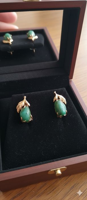 Золотые серьги бирюза,585,750 проба