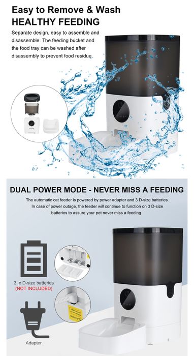 Alimentador de gatos e cães com APP e gravação de voz SELADO