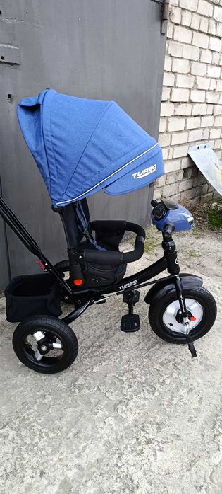 Новый Детский велосипед с родительской ручкой TURBO TRIKE NEW BLUE