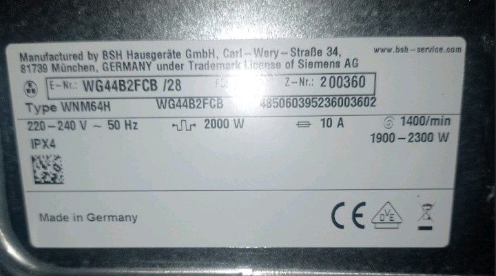 Пральна машина  сток Siemens WG44B2FCB.