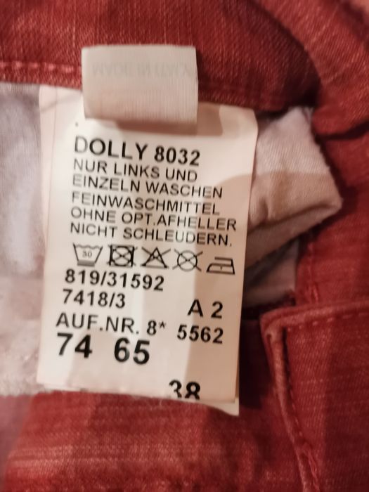Spodnie damskie Angela Dolly, rozm 38, ceglaste, wysoki stan