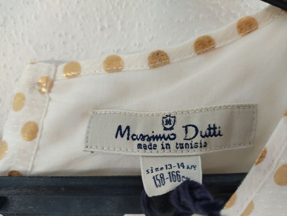 Vestido branco com bolinhas douradas, Massimo Dutti
