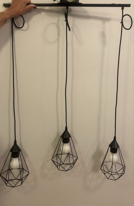 Lampa wisząca czarna potrójna