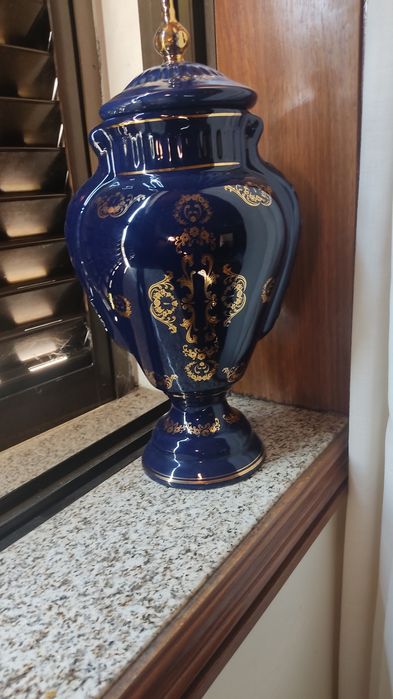 Conjunto 3 Vasos Estilo Limoges Azul Cobalto com Douração – Vintage Cl