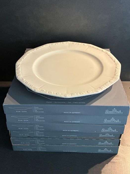 Rosenthal Biała Maria podtalerz 31 cm, 6 sztuk, Nowe.