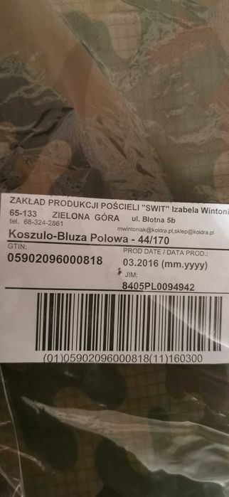 Koszulo bluza wojskową polowa