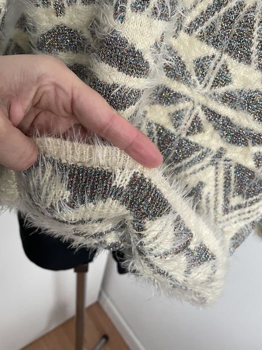 River island kardigan długi  sweter kanarkowy L 40 gruby z futrem