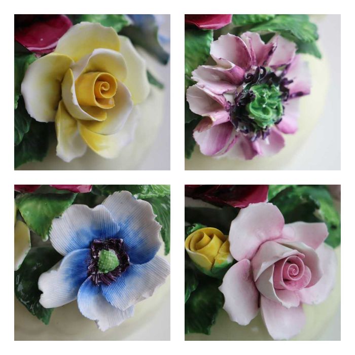 Винтажная фарфоровая композиция цветы в вазе kew royal англия, 1970-е