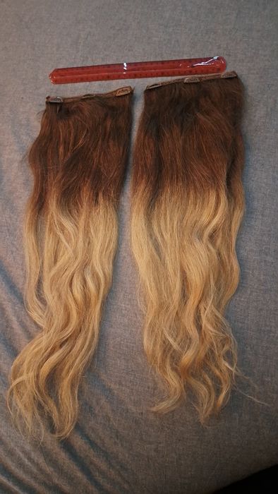 Prawdziwe naturalne  włosy indyjskie ombre clip in 55 cm długość