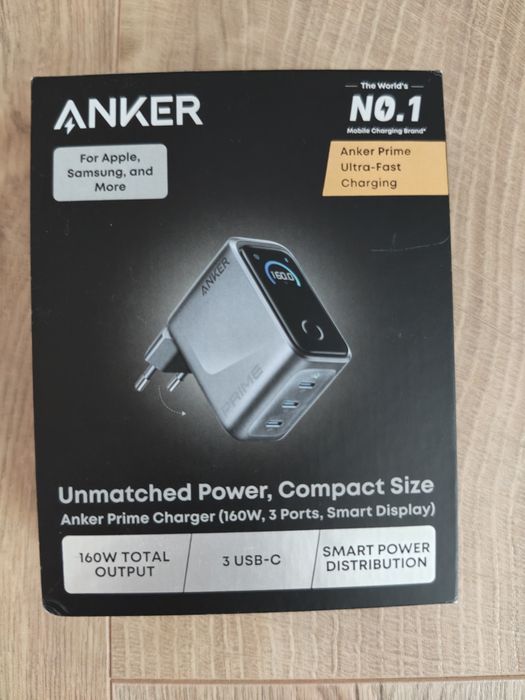 Anker Prime Charger 160w складана вилка, дисплей, зарядний пристрій