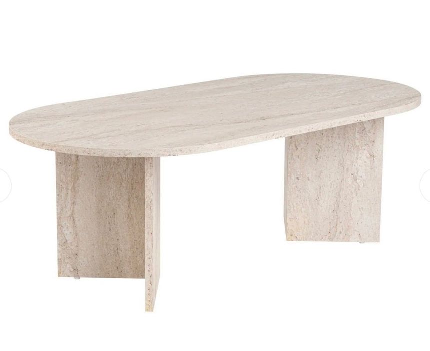 Stolik kawowy Sable owalny blat 119x60 cm trawertyn