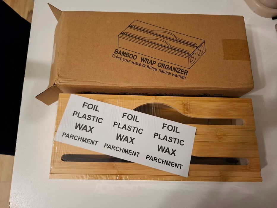 bambusowy organizer na folię spożywczą aluminiową papier do pieczenia
