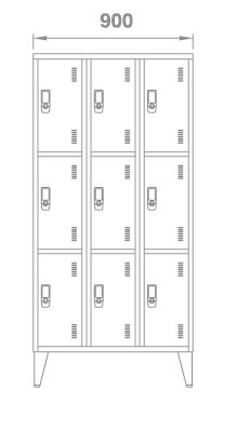 Cacifo Metálico Triplo 6 Portas 1900x900x500 mm Cinza "preço c/ IVA"