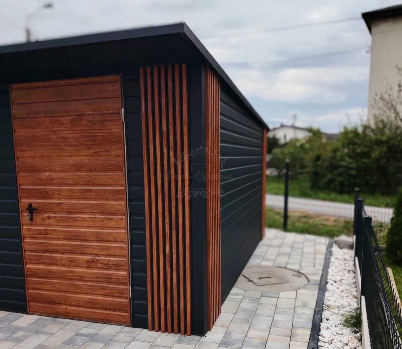 Schowek - domek ogrodowy 5x4m okno  dekor z lameli - antracyt  ID1108