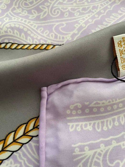Хустка весняна в стилі Hermes Шовк 90/90см Пурпурна