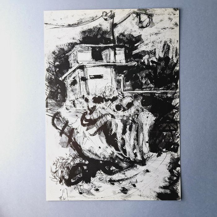 izrael reprodukcja akwarela pejzaż amos nikolai obrazek rysunek