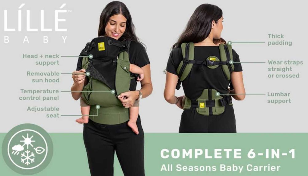 Marsupio - LilléBaby Complete 6-in-1 All Seasons - Preto