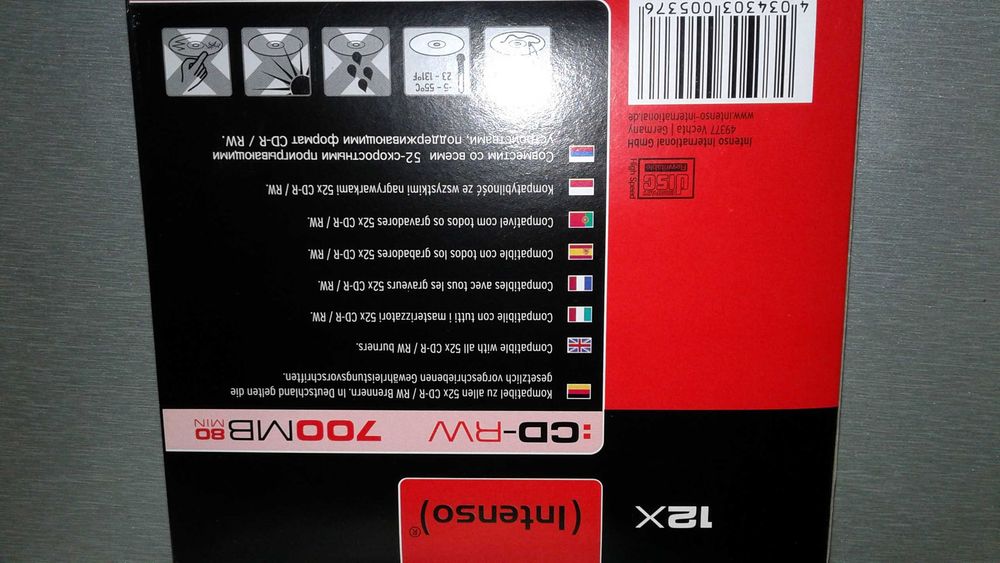 CD-RW 700 MB. Regraváveis, Marca: Intenso 10 unidades (novos).