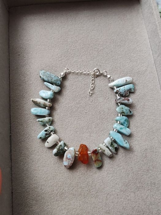 Larimar bursztyn bransoletka  s925