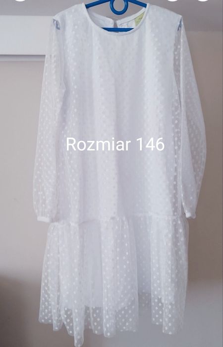 Sukienka w grochy tiul r.146 JAK NOWA
