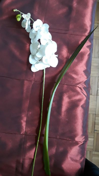 Śliczny sztuczny storczyk kwiat biały kwiatek 95cm do wazonu