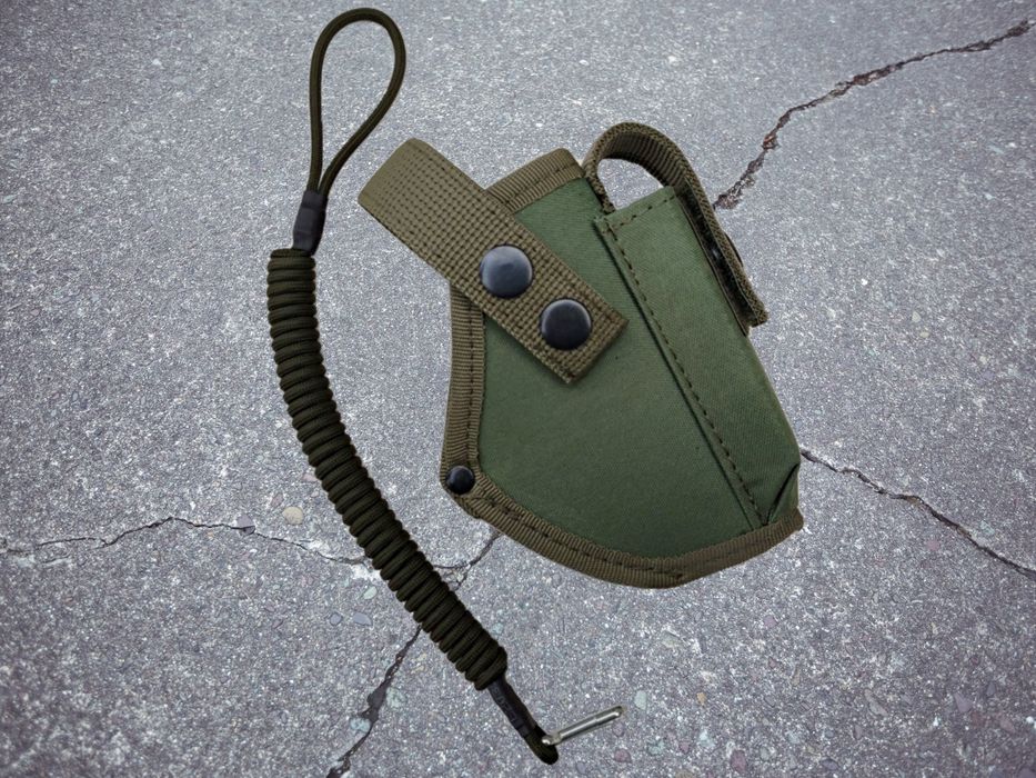 Кобура для ПМ и шнур страховочный петля карабин олива/черный/пиксель