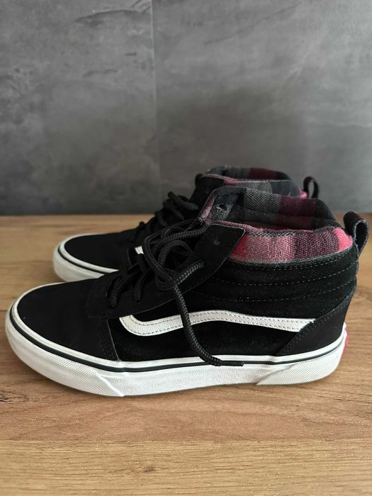 Vans Sk8-Hi Youth – czarne trampki wysokie w kratkę
