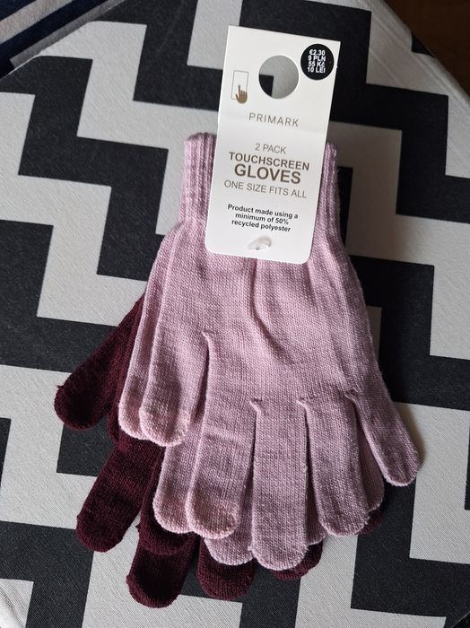 Rękawiczki Primark one size róż burgund