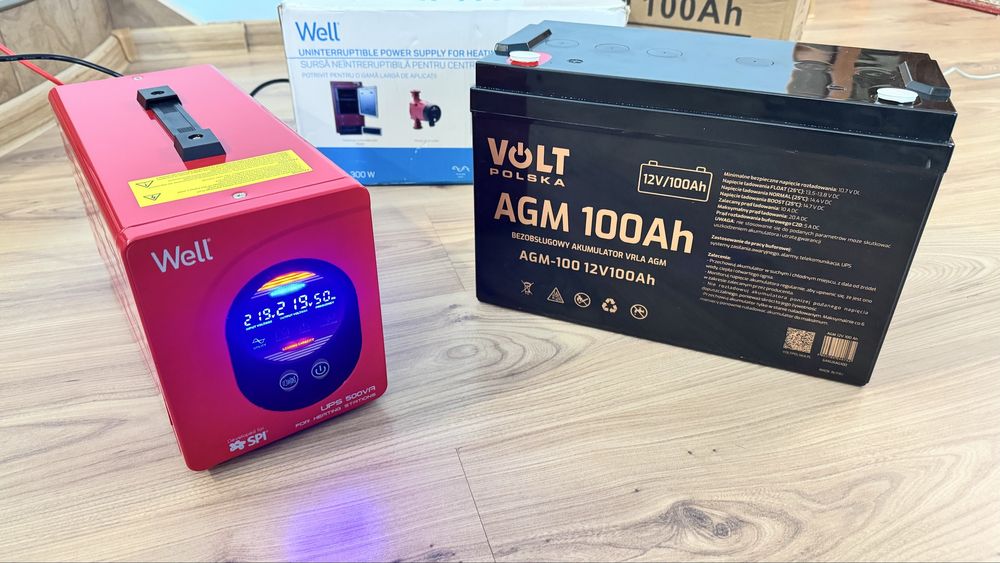 Комплект безперебійник WELL 300 ватт + аккамулятор 100 ампер для котла