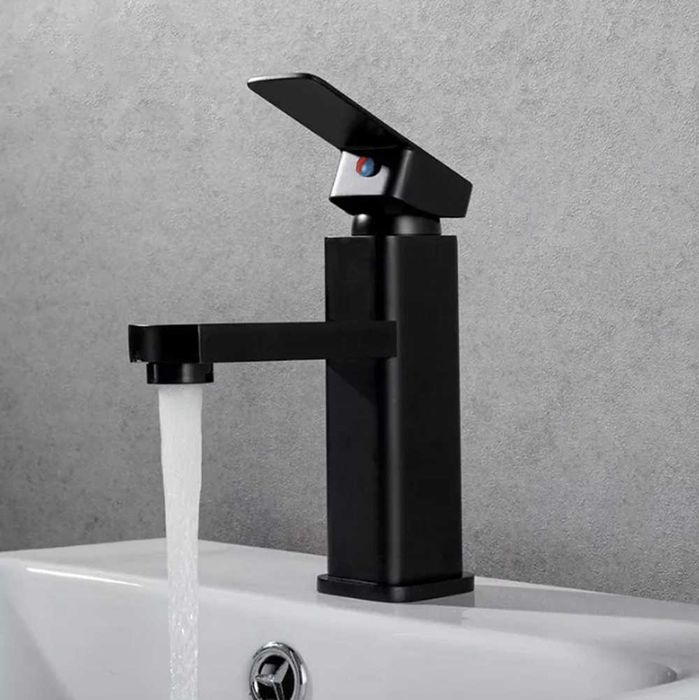 Bateria Łazienkowa Umywalkowa Kran Do Umywalki Niski Nablatowy Czarny