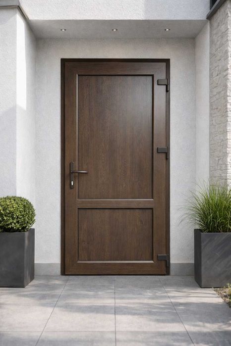 Купити двері металопластикові вхідні коричневі