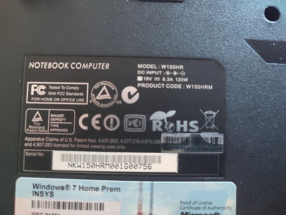 Portátil Insys a funcionar