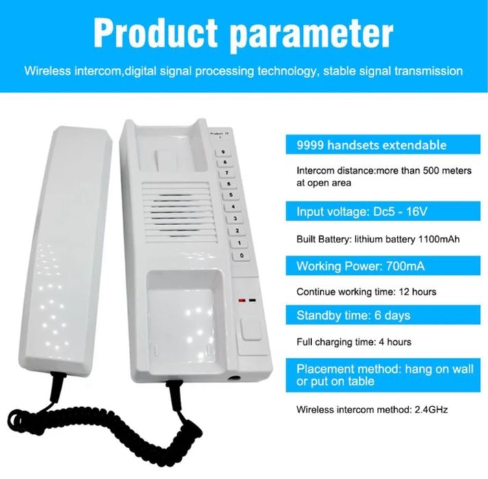 2 szt. Telefon interkom bezprzewodowy
