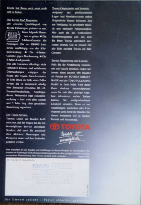Toyota Supra Folder Prospekt
