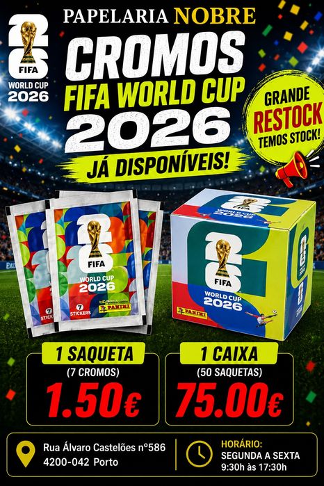 Caixas cromos Mundial 2026 Oferta + 4 Saquetas