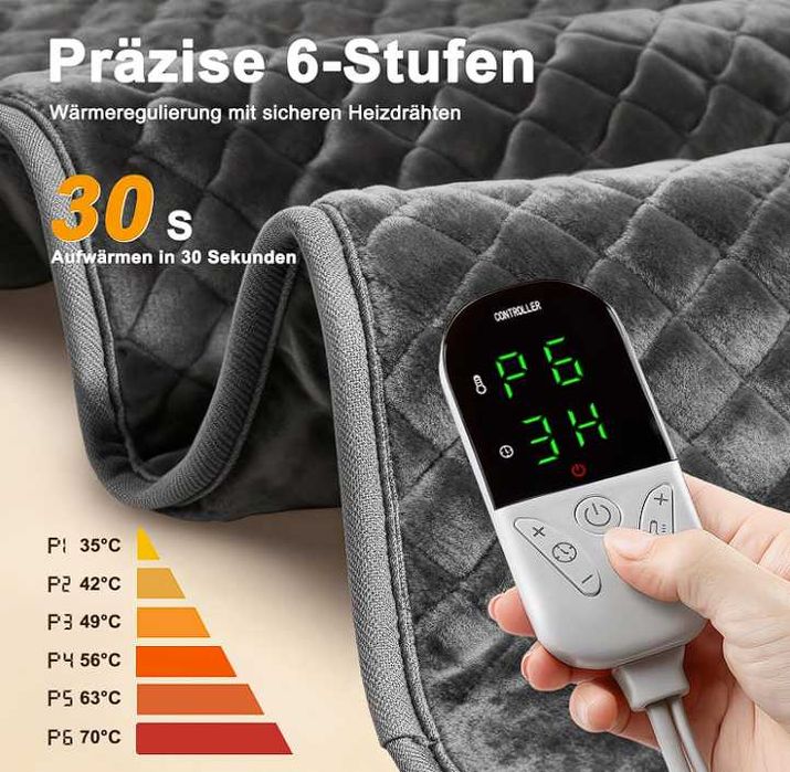 Poduszka grzewcza z automatycznym wyłączaniem 80 x 60 cm