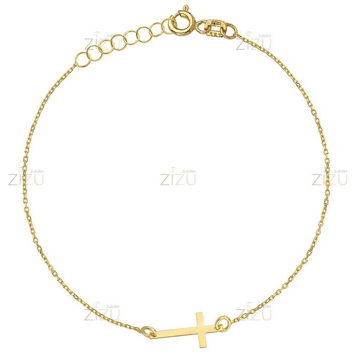 złota bransoletka z symbolem krzyżyka