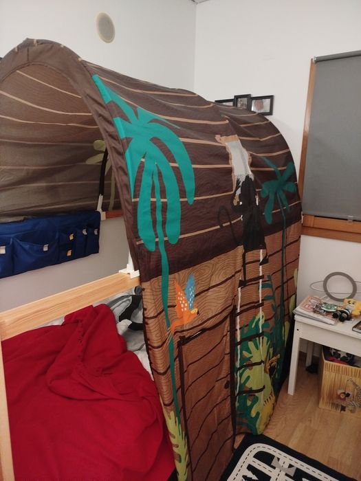 Cama reversível, branco/pinho 90x200CM