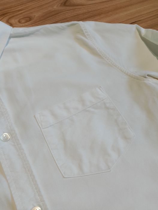 Biała Gładka Koszula Oxford Button Down Collar Z Długim Rękawem Octobre Éditions Bawełna Organiczna