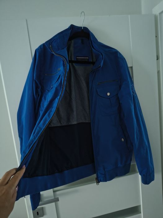 Męska kurtka przejściowa Tommy Hilfiger | Rozmiar L  Niebieska Bomberka Harringtonka