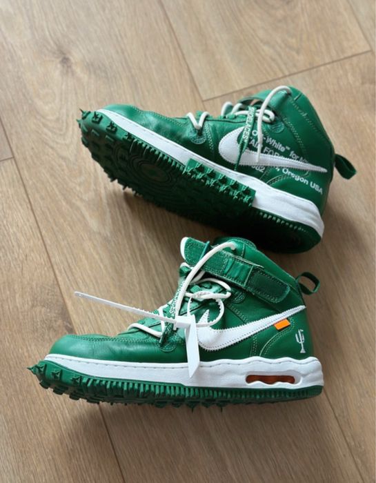 Oryginalne buty sneakersy Nike Air Force AF1 mid Off white zielone OF