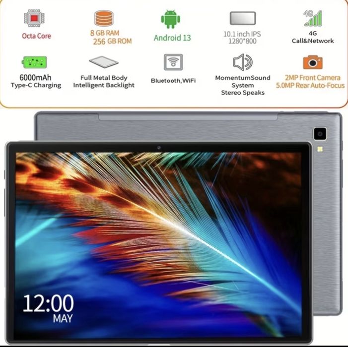 8 + 256 GB набір.планшет 10’1 дюйма  sim карта Новий