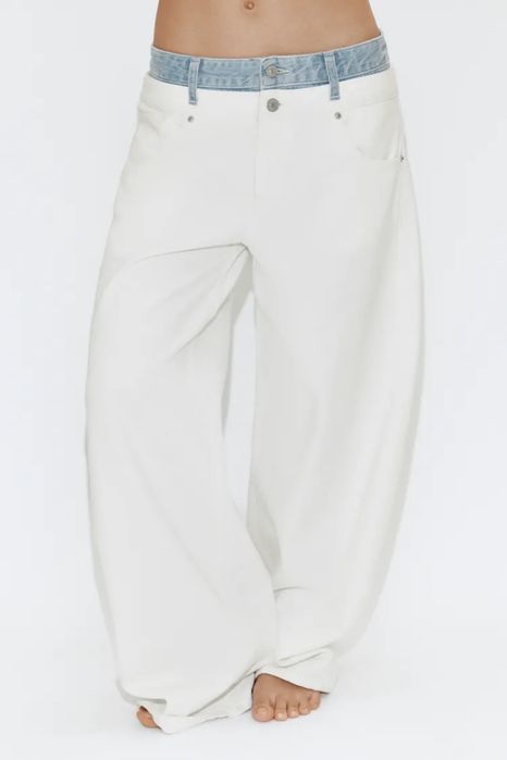 Прямі джинси з подвійним поясом Zara