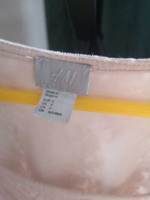 H&M bluzka jasny róż koronka r. S