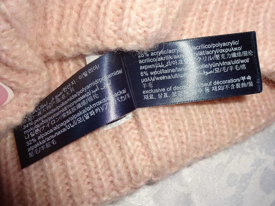 TOMMY HILFIGER 32% Alpaca 6% Wool jasno różowa czapka jak nowa